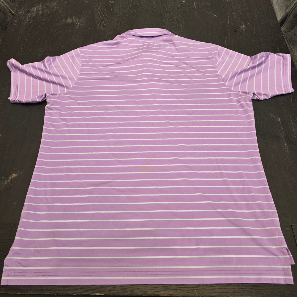 F&G Tech Mens Purple Striped Polo Shirt Forest Creek Golf Club Large Made in USA - Picture 6 of 6